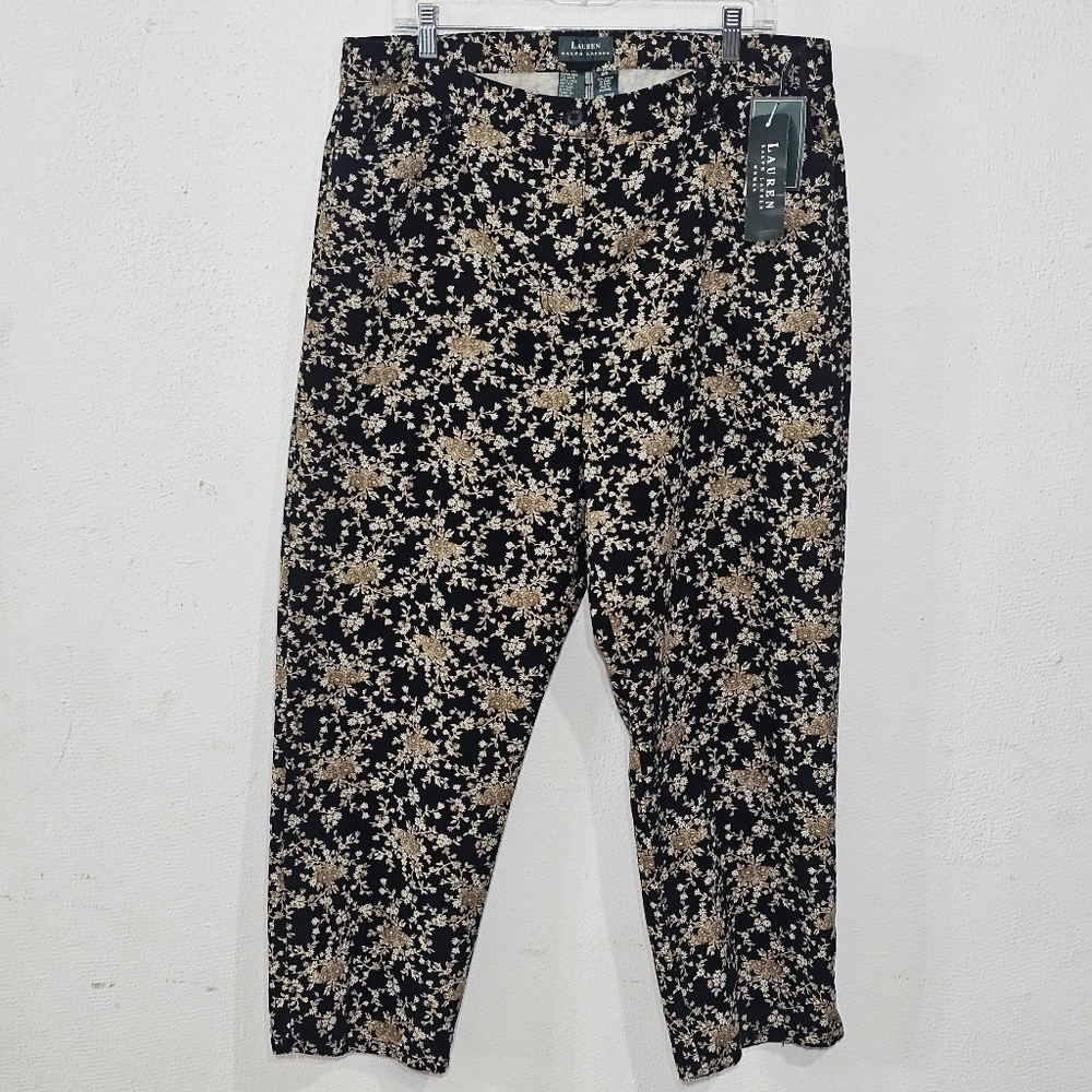 Floral Black and Tan Pants - Picture 2 of 13